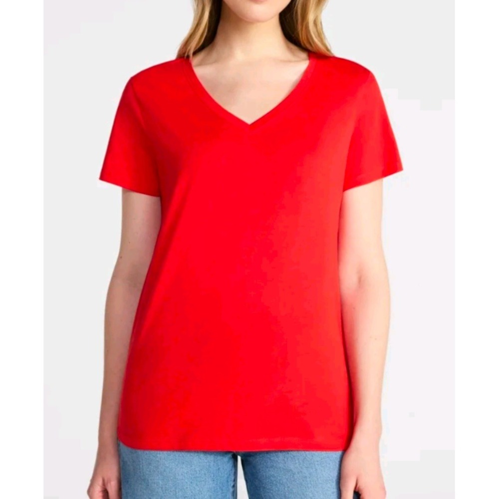 Women's Time and True red V-neck short sleeve T-shirt size XS 0-2
